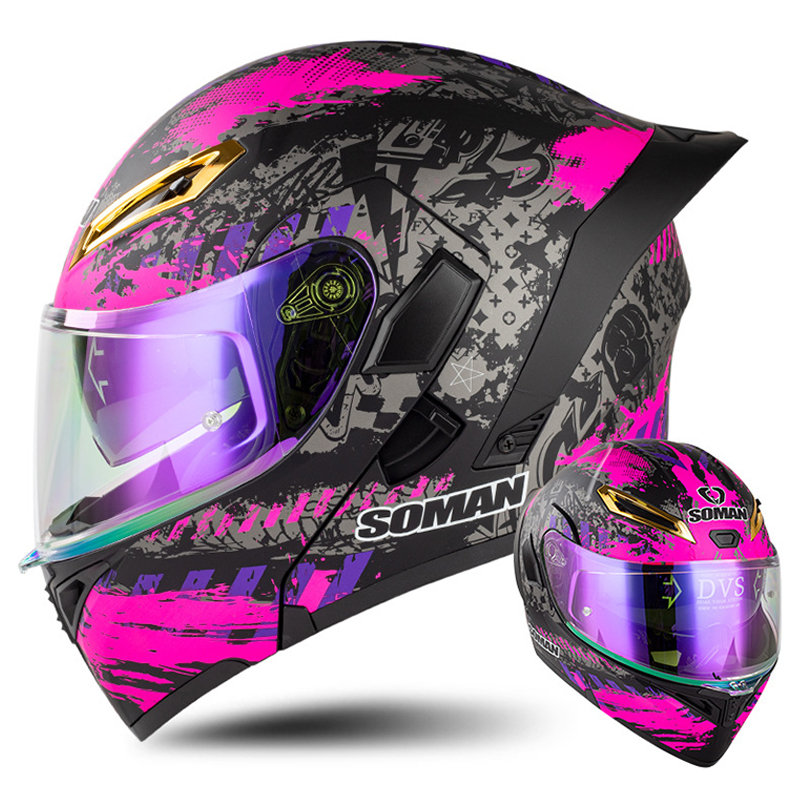 Full Face Motorcycle Helmet With Bluetooth - Мотоциклетный шлем с двойным объективом, утвержденный